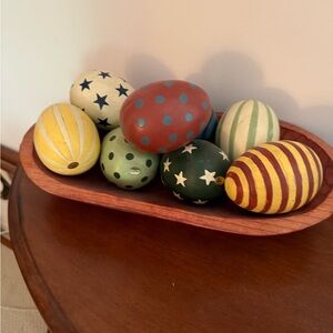 Decorative Wooden Eggs Set in Assorted Colors